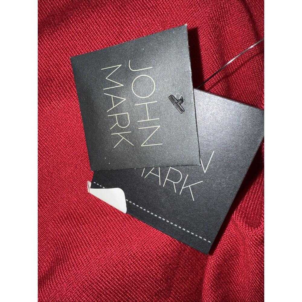 JOHN MARK Red Lightweight Sweater NWT with Patterned L/Sl Elastic Sleeves - Picture 11 of 11